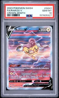 Raikou V GG41/GG70 Crown Zenith 2023 SWSH PSA 10 Gem Mint Nagimiso - Image 1