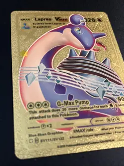 Pokemon Lapras VMAX 320hp Gold Foil Fan Art Collector Card TCG Gigantamax - Image 2