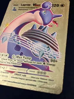Pokemon Lapras VMAX 320hp Gold Foil Fan Art Collector Card TCG Gigantamax - Image 3