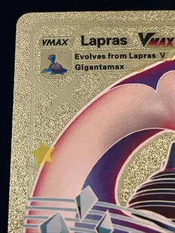 Pokemon Lapras VMAX 320hp Gold Foil Fan Art Collector Card TCG Gigantamax - Image 4
