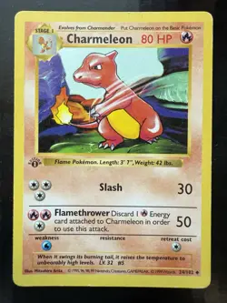 Pokemon Charmeleon Base Set Shadowless 24/102 1st Edition (LP) - Image 1