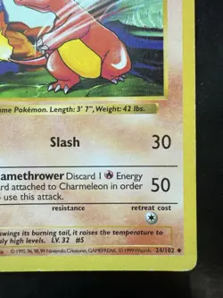 Pokemon Charmeleon Base Set Shadowless 24/102 1st Edition (LP) - Image 5