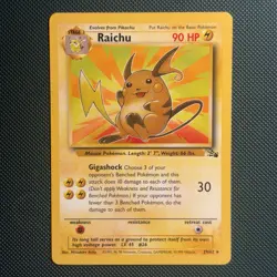 Pokemon Vintage Non-holo Rare Raichu 29/62 Fossil Wizards Of The Coast 1999 - Image 1