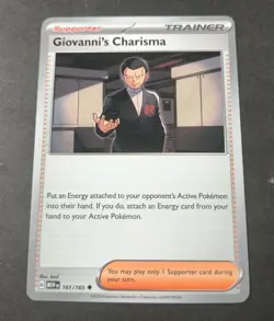 Pokemon 151 Giovanni's Charisma Uncommon Trainer Card 161/165 NM - Image 1
