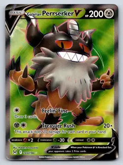 Galarian Perrserker V 183/196 Ultra Rare Lost Origin Pokemon Near Mint - Image 1