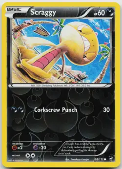 Scraggy 66/111 Common Furious Fists Pokemon Reverse Holo Near Mint - Image 1