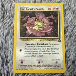 Team Rocket's Meowth Black Star Promo Pokemon Card #18 Vintage WOTC NM - Image 1