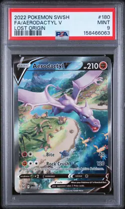 2022 POKEMON SWORD & SHIELD LOST ORIGIN #180 FULL ART/AERODACTYL V PSA 9 - Image 1
