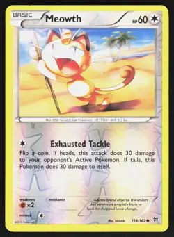 Meowth 114/162 XY - BREAKthrough Reverse Holo NM Pokemon TCG - Image 1