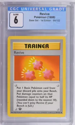 *POP 9* CGC 6 Revive Non-Holo 1st Edition Base Set 89/102 Pokemon 1999 Ex/NM - Image 1