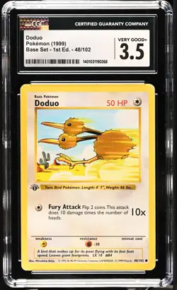 *POP 3* CGC 3.5 Doduo Non-Holo 1st Edition Base Set 48/102 Pokemon 1999 - Image 1