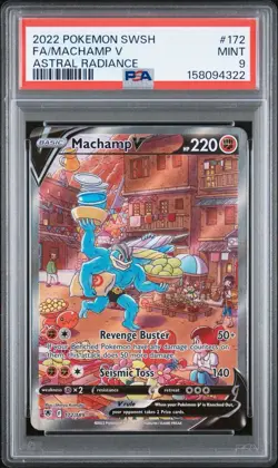 2022 POKEMON SWORD & SHIELD ASTRAL RADIANCE #172 FULL ART/MACHAMP V PSA 9 - Image 1