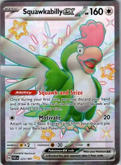 Squawkabilly ex 223/091 Shiny Ultra Rare Paldean Fates Pokemon Holo Near Mint - Image 1