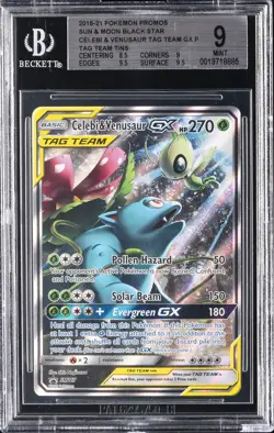 2016-21 POKEMON: BLACK STAR PROMOS TAG TEAM TINS CELEBI & VENUSAUR GX BGS 9 - Image 1