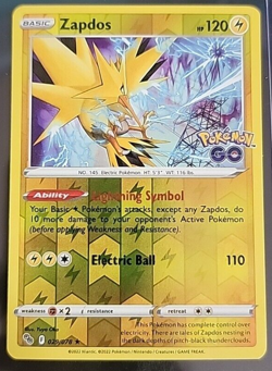 Zapdos #029/078 Reverse Holo Rare 2022 Pokemon GO - Image 1