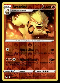 Arcanine 020/195 Rare Silver Tempest Pokemon Reverse Holo Near Mint - Image 1