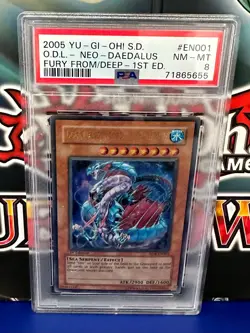 2005 Yu-Gi-Oh! Ocean Dragon Lord Neo-Daedalus SD4-EN001 PSA 8! UR - Image 2