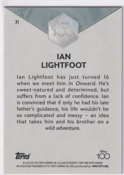 Topps Disney Chrome 100 Card No. 31 Ian Lightfoot 258/399 Pink Parallel - Image 2