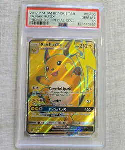 2017 POKEMON SM BLACK STAR PROMO #SM90 FULL ART/RAICHU GX PSA 10 - Image 1