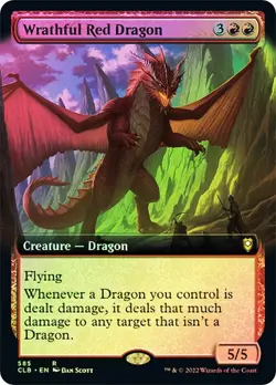 MTG NM+ Foil Wrathful Red Dragon Extended Art 585 Battle Baldurs Gate Magic Card - Image 1