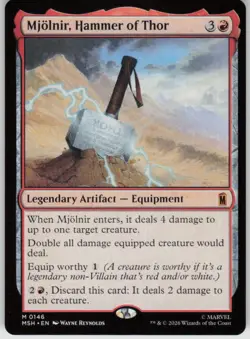 Mjolnir, Hammer of Thor 146 Mythic Marvel Super Heroes Magic: The Gathering NM - Image 1