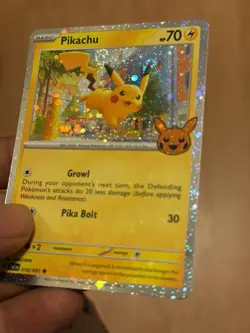 Pikachu Pokemon Trick or Trade PAF Cosmos Holo DOUBLE EAR SWIRL Card NM+ 🌀 - Image 1