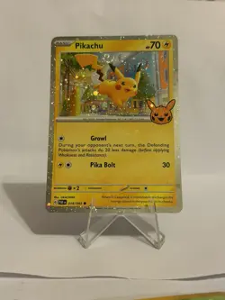 Pikachu Pokemon Trick or Trade PAF Cosmos Holo DOUBLE EAR SWIRL Card NM+ 🌀 - Image 2