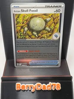 Antique Skull Fossil 073/084 Pitch Black Reverse Holo Pokemon TCG NM - Image 1