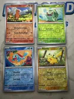 Pokemon Costco 151 Cosmo Foil Promo Set Pikachu Squirtle Charmander Bulbasaur - Image 1