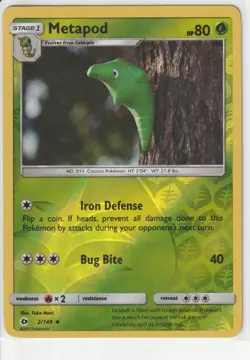 Metapod 2/149 SM Base Set Pokemon Lightly Played - Image 1