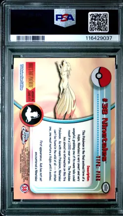 Ninetails Pokemon TV 2000 TOPPS Chrome #38 PSA 7 - Image 2