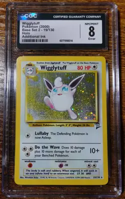 Wigglytuff 19/130 CGC 8 Additional Ink Error Misprint Pokemon Card Graded - Image 1
