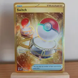 Pokemon TCG Switch 206/165 Scarlet & Violet Mew 151 Rare Holo Foil Gold Card #1I - Image 1