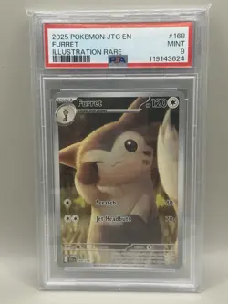 2025 Pokemon Journey Together # 168 Furret Illustration Rare PSA 9 Card MINT! - Image 1