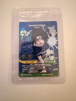 Sasuke Uchiha Chidori Naruto Mythos Store Championships winner card Sealed - Image 1