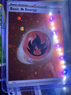 Pokemon Card Basic Fire Energy 002 151 Holo Energy HD Swirl Double Swirl Card - Image 1
