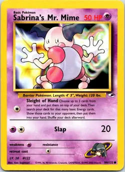 Sabrina's Mr. Mime 94/132 Common Gym Heroes Pokemon Unlimited Near Mint - Image 1