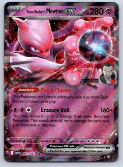 TEAM ROCKET'S MEWTWO EX 081/182 DOUBLE RARE DESTINED RIVALS POKEMON HOLO NM - Image 1