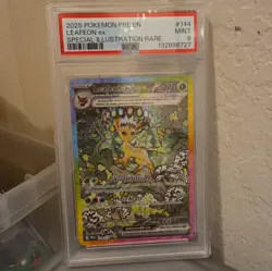2025 Pokemon Prismatic Evolutions Leafeon ex #144/131 PSA 9 - Image 1