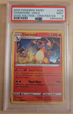 2020 Pokemon SWSH Charizard- HOLO Vivid Voltage-Cracked Ice #025 MINT 9 59544002 - Image 1