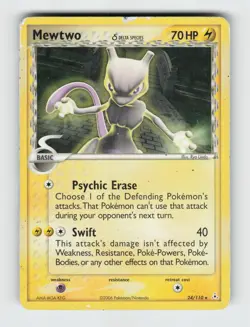 Mewtwo 24/110 Rare Holon Phantoms Pokemon 2006 Heavily Played - Image 1