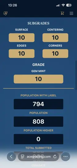 Ace Grading 10 Pokemon TCG Magikarp 080/073 Triplet Beat JP PERFECT SUBGRADES - Image 3