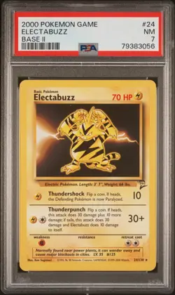 2000 Pokemon Base Set 2 Electabuzz #24 PSA 7 - Image 1