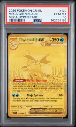 2026 POKEMON CRI EN-CHAOS RISING MEGA HYPER RARE #122 MEGA GRENINJA EX PSA 10 - Image 1