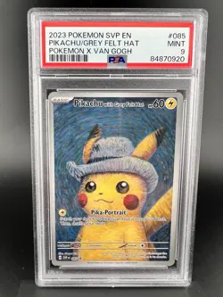 2023 Pokemon X Van Gogh Pikachu With Grey Felt Hat Black Star Promo #085 PSA 9 - Image 1