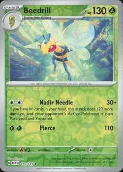 Pokemon Beedrill 015/165 Rare 151 Reverse Holo Near Mint - Image 1