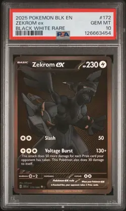 2025 POKEMON BLK EN-BLACK BOLT BLACK WHITE RARE #172 ZEKROM EX PSA 10 - Image 1