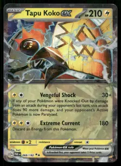 2023 Scarlet & Violet Series - Paradox Rift Tapu Koko ex Double Rare #068/182 - Image 1