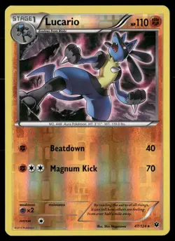 Lucario 47/124 Rare Fates Collide Pokemon Reverse Holo LP - Image 1