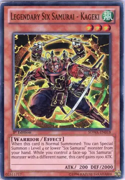 Legendary Six Samurai - Kageki SDWA-EN018 - Super Rare, 1st Edition (MP) - Image 1